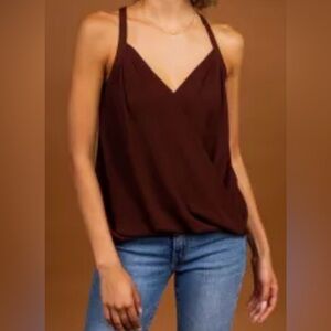 NAKED ZEBRA Halter Cross Front Blouse Bordeaux Wine Small NWT